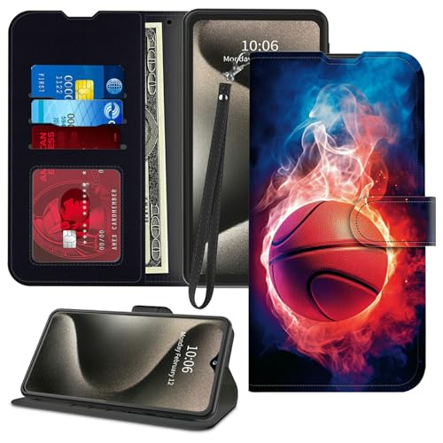 GFRGTFHYT Schutzhülle für TCL 40 XE 5G 16,7 cm (6,5 Zoll) 2023, PU-Leder, Magnetverschluss, Ständer, Kartenfächer, Handschlaufe, Handyhülle für TCL 40XE 5G 16,7 cm (6,5 Zoll) 2023, Motiv: Wasserfeuer von GFRGTFHYT