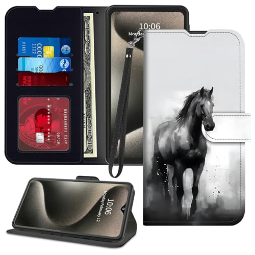 GFRGTFHYT Schutzhülle für TCL 40 XE 5G 16,7 cm (6,6 Zoll) 2023, PU-Leder, Magnetverschluss, Ständer, Kartenfächer, Handschlaufe, Handyhülle für TCL 40XE 5G, 16,7 cm (6,5 Zoll) 2023 von GFRGTFHYT