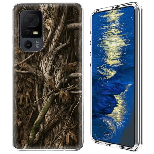 GFRGTFHYT Schutzhülle für TCL 40 XE 5G 2023 (16,7 cm (6,5 Zoll), Hybrid-Hülle, transparent, transparent, weiches Silikon, TPU, harte PC-Schutzhülle für TCL 40XE 5G 2023 (16,7 cm), verwelkter Baum von GFRGTFHYT