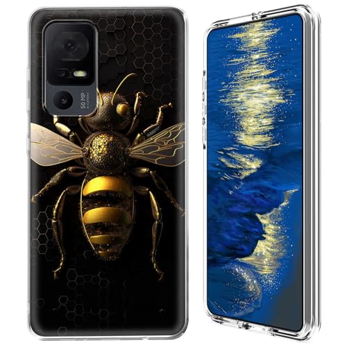GFRGTFHYT Schutzhülle für TCL 40 XE 5G 2023 (16,7 cm (6,6 Zoll), Hybrid-Hülle, transparent, transparent, weiches Silikon, TPU, harte PC-Schutzhülle für TCL 40XE 5G 2023 (16,7 cm), Bienenwaben von GFRGTFHYT
