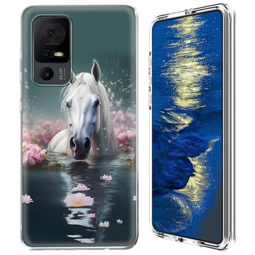 GFRGTFHYT Schutzhülle für TCL 40 XE 5G 2023 (16,7 cm (6,6 Zoll), durchsichtig, Hybrid-Hybrid, transparent, weiches Silikon, TPU, harte PC-Schutzhülle für TCL 40XE 5G 2023 (16,7 cm), weißes von GFRGTFHYT