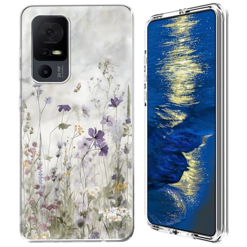 GFRGTFHYT Schutzhülle für TCL 40 XE 5G 2023 (16,7 cm (6,6 Zoll), transparent, Hybrid, transparent, weiches Silikon, TPU, harte PC-Schutzhülle für TCL 40XE 5G 2023, Wildblume von GFRGTFHYT
