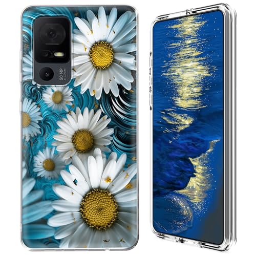 GFRGTFHYT Schutzhülle für TCL 40 XE 5G 2023 (16,7 cm (6,6 Zoll), transparent, Hybrid-Hülle, transparent, weiches Silikon, TPU, harte PC-Schutzhülle für TCL 40XE 5G 2023 (16,7 cm), kleine Gänseblümchen von GFRGTFHYT