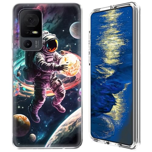 GFRGTFHYT Schutzhülle für TCL 40 XE 5G 2023 (16,7 cm / 6,6 Zoll), Universum Space Mans (16,7 cm), transparent, Hybrid-Hülle, weiches Silikon, TPU, harte PC-Schutzhülle von GFRGTFHYT
