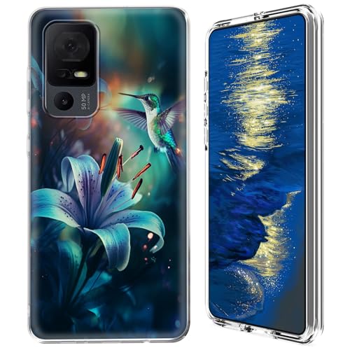 GFRGTFHYT Schutzhülle für TCL 40 XE 5G 2023 (16,7 cm / 6,6 Zoll), zweilagig, Hybrid-Hülle, transparent, weiches Silikon, TPU, harte PC-Schutzhülle für TCL 40XE 5G 2023 (16,7 cm), Blumen, Kolibri von GFRGTFHYT