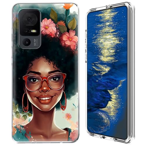 GFRGTFHYT Schutzhülle für TCL 40 XE 5G 2023 (16,7 cm / 6,6 Zoll), zweilagig, Hybrid-Hülle, transparent, weiches Silikon, TPU, harte PC-Schutzhülle für TCL 40XE 5G 2023 (16,7 cm), Blumenmotiv von GFRGTFHYT