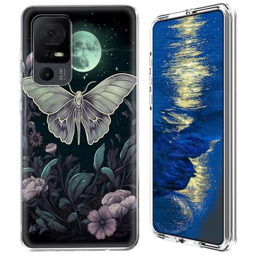 GFRGTFHYT Schutzhülle für TCL 40 XE 5G 2023 (16,7 cm / 6,6 Zoll), zweilagig, Hybrid-Hülle, transparent, weiches Silikon, TPU, harte Polycarbonat-Schutzhülle für TCL 40XE 5G 2023, Motten-Schmetterling von GFRGTFHYT
