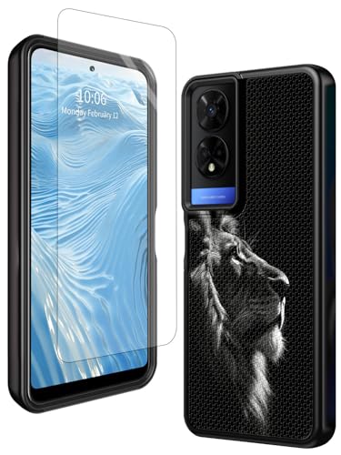 GFRGTFHYT Schutzhülle für TCL 50 XE 5G, 16,7 cm (6,5 Zoll), 2024, mit Displayschutzfolie aus gehärtetem Glas, Cool Lions, robuster Schutz, zweilagig, weiches TPU und rutschfestes, strukturiertes von GFRGTFHYT