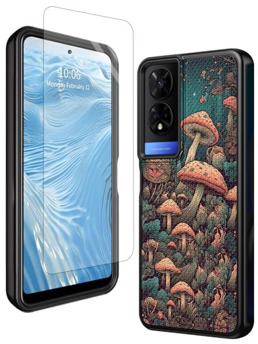 GFRGTFHYT Schutzhülle für TCL 50 XE 5G, 16,7 cm (6,5 Zoll), 2024, mit Displayschutzfolie aus gehärtetem Glas, Pilz, strapazierfähig, zweilagig, weiches TPU und rutschfestes, strukturiertes von GFRGTFHYT