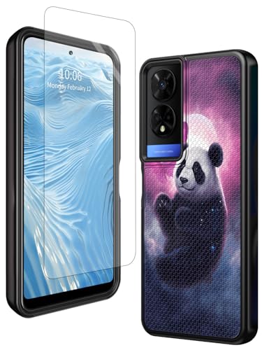 GFRGTFHYT Schutzhülle für TCL 50 XE 5G, 16,7 cm (6,5 Zoll), 2024, mit Displayschutzfolie aus gehärtetem Glas, niedlicher Panda, strapazierfähig, doppellagig, weiches TPU und rutschfestes von GFRGTFHYT