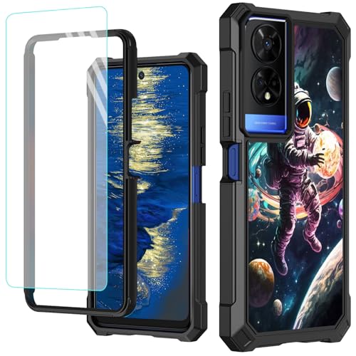 GFRGTFHYT Schutzhülle für TCL 50 XE 5G, 16,7 cm (6,5 Zoll), mit Displayschutzfolie aus gehärtetem Glas, robust, stoßfest, für TCL 50 XE, Universe Space Mans von GFRGTFHYT