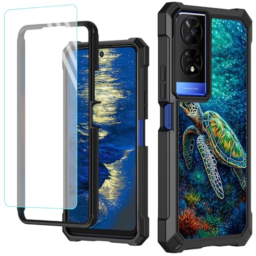 GFRGTFHYT Schutzhülle für TCL 50 XE 5G, 16,7 cm (6,5 Zoll), mit Displayschutzfolie aus gehärtetem Glas, robust, stoßfest, für TCL 50XE 5G, Meeresschildkröte von GFRGTFHYT