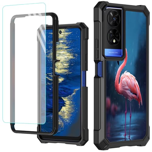 GFRGTFHYT Schutzhülle für TCL 50 XE 5G, 16,7 cm (6,5 Zoll), mit Displayschutzfolie aus gehärtetem Glas, robust, stoßfest, für TCL 50XE 5G, Pink Flamingo von GFRGTFHYT