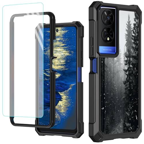 GFRGTFHYT Schutzhülle für TCL 50 XE 5G, 16,7 cm (6,5 Zoll), mit Displayschutzfolie aus gehärtetem Glas, robust, stoßfest, für TCL 50XE 5G, Wald von GFRGTFHYT