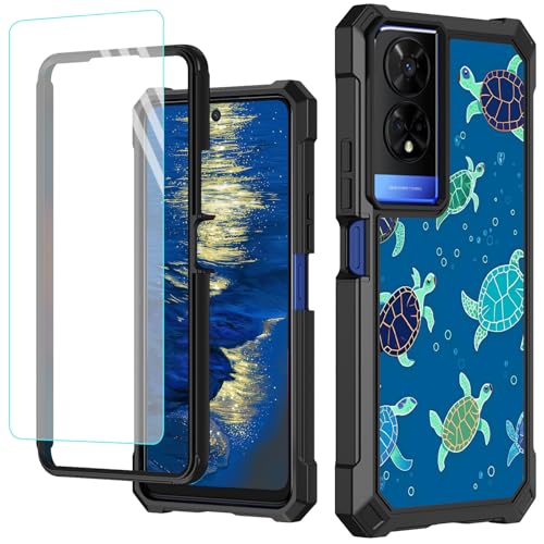 GFRGTFHYT Schutzhülle für TCL 50 XE 5G, 16,7 cm (6,5 Zoll), mit Displayschutzfolie aus gehärtetem Glas, robust, stoßfest, für TCL 50XE 5G, niedliche Meeresschildkröte von GFRGTFHYT