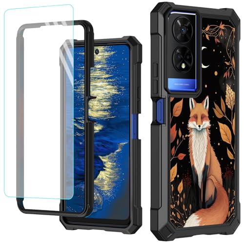 GFRGTFHYT Schutzhülle für TCL 50 XE 5G, 16,7 cm (6,5 Zoll), mit Displayschutzfolie aus gehärtetem Glas, robust, stoßfest, für TCL 50XE 5G, niedlicher Fuchs von GFRGTFHYT