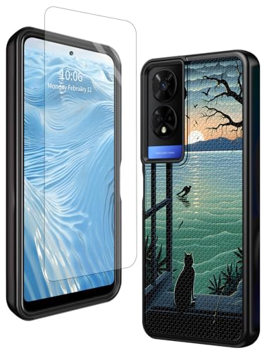 GFRGTFHYT Schutzhülle für TCL 50 XE 5G, T614D 16,7 cm (6,5 Zoll), 2024, mit Displayschutzfolie aus gehärtetem Glas, strapazierfähig, zweilagig, weiches TPU und rutschfestes, strukturiertes von GFRGTFHYT