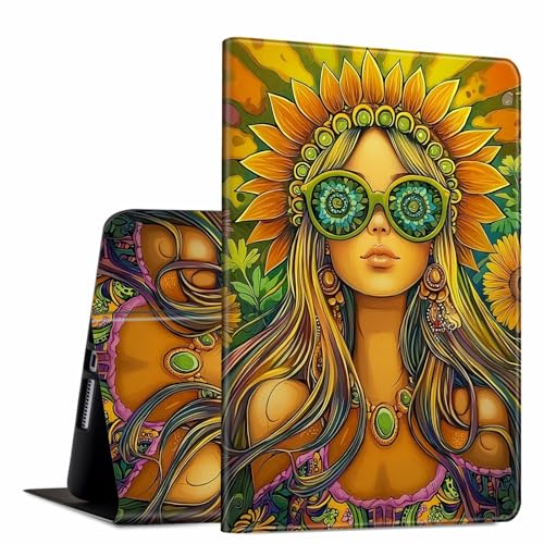 GFRGTFHYT Schutzhülle für iPad Pro 27,9 cm (11 Zoll), 2024 5. Generation (M4), Sonnenblumen-Mädchen-Design, weiches TPU, stoßfest, PU-Leder, schlankes Design, verstellbarer Ständer, automatischer von GFRGTFHYT