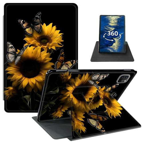 GFRGTFHYT Schutzhülle für iPad Pro 27,9 cm (11 Zoll) (M4, 5. Generation 2024) mit 360 Grad drehbarem Drehgelenk, schlankes PU-Leder, stoßfest, verstellbarer Ständer, Smart-Cover mit automatischer Wake von GFRGTFHYT