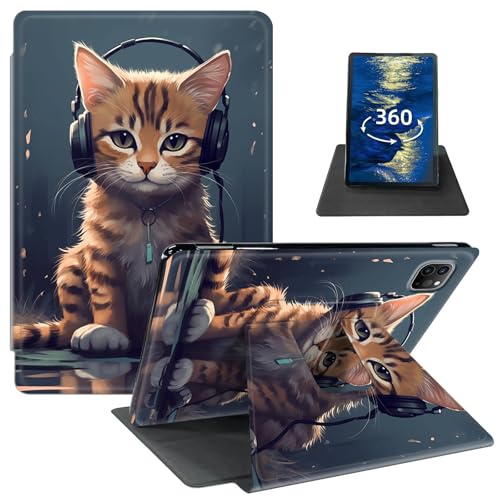 GFRGTFHYT Schutzhülle für iPad Pro 27,9 cm (11 Zoll) (M4, 5. Generation 2024) mit 360 Grad drehbarem Drehgelenk, schlankes PU-Leder, stoßfest, verstellbarer Ständer, Smart Cover mit automatischer Wake von GFRGTFHYT