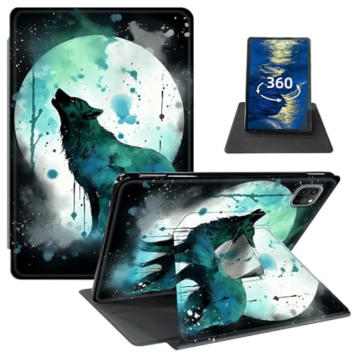 GFRGTFHYT Schutzhülle für iPad Pro 27,9 cm (11 Zoll) (M4, 5. Generation 2024) mit 360 Grad drehbarem Drehgelenk, schlankes PU-Leder, stoßfest, verstellbarer Ständer, Smart-Cover mit automatischer Wake von GFRGTFHYT