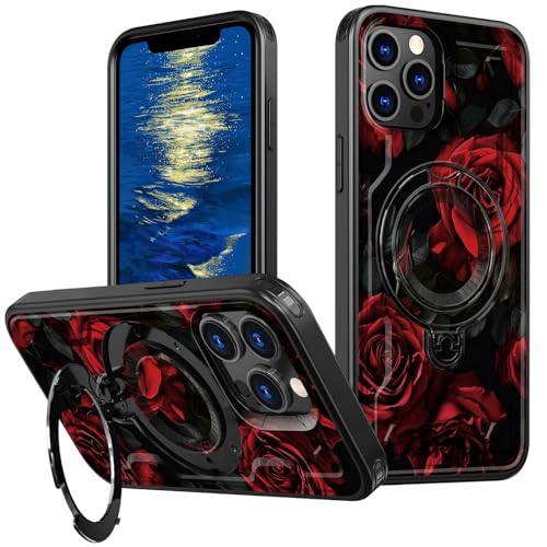 GFRGTFHYT Schutzhülle für iPhone 15 Pro (6,1 Zoll), integrierter Ringhalter, Ständer, Hybrid-Schutzhülle für Damen und Herren, robust, stoßfest, vollständige Schutzhülle für iPhone 15 Pro 2023, rote von GFRGTFHYT