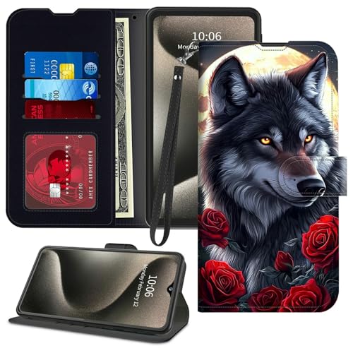 GFRGTFHYT Schutzhülle für iPhone 16 Plus, 17 cm (6,7 Zoll), Brieftasche, mit Kreditkartenhalter, Handgelenkschlaufe, PU-Leder, RFID-blockierend, magnetisch, Klappständer, Kartenfächer, Schutzhülle für von GFRGTFHYT