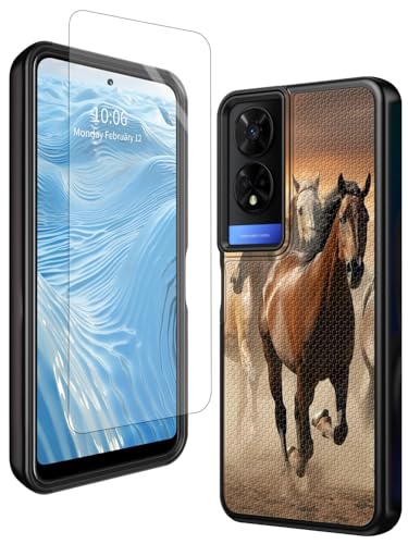GFRGTFHYT TCL 50XE 5G Handyhülle für TCL 50 XE 5G, 16,7 cm (6,5 Zoll), 2024 mit Displayschutzfolie aus gehärtetem Glas, strapazierfähig, zweilagig, weiches TPU und rutschfeste, strukturierte von GFRGTFHYT
