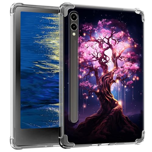 GFRGTFHYT Transparente Schutzhülle für Samsung Galaxy Tab S9 Ultra 14,6 Zoll 2023 [SM-X910/X916/X918], schlank, leicht, weich, TPU, transparent, stoßfest, für Galaxy Tab S9 Ultra, magischer rosa Baum von GFRGTFHYT