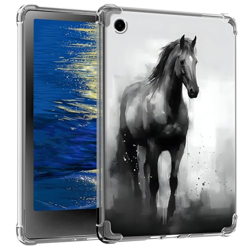 GFRGTFHYT Transparente Schutzhülle für iPad 10,2 Zoll (25,9 cm), für iPad 9/8/7. Generation 2021/2020/2019, schlanke, transparente, weiche TPU-Rückseite für iPad 10,2 Zoll, Kunst-Aquarell-Pferd von GFRGTFHYT