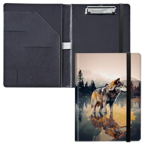 Klemmbrett für Padfolio, mit Visitenkartenhalter, Aufbewahrung, Klemmbrett mit Abdeckung für Rechtsblockhalter, Briefgröße, A4, Schreibblock für Schule, Büro, Konferenz, Klemmbretter, Wolfskunst Klemmbrett für Padfolio, mit Visitenkartenhalter, Aufbewahrung, Klemmbrett mit Abdeckung für Rechtsblockhalter, Briefgröße, A4, Schreibblock für Schule, Büro, Konferenz, Klemmbretter, Wolfskunst von GFRGTFHYT