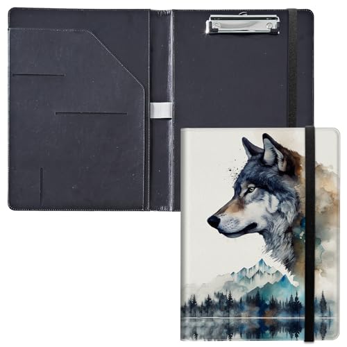Klemmbrett für Padfolio, mit Visitenkartenhalter, Aufbewahrung, Klemmbrett mit Abdeckung für Rechtsblockhalter, Briefgröße, A4, Schreibblock für Schule, Büro, Konferenz-Klemmbretter, Art Wolf Klemmbrett für Padfolio, mit Visitenkartenhalter, Aufbewahrung, Klemmbrett mit Abdeckung für Rechtsblockhalter, Briefgröße, A4, Schreibblock für Schule, Büro, Konferenz-Klemmbretter, Art Wolf von GFRGTFHYT