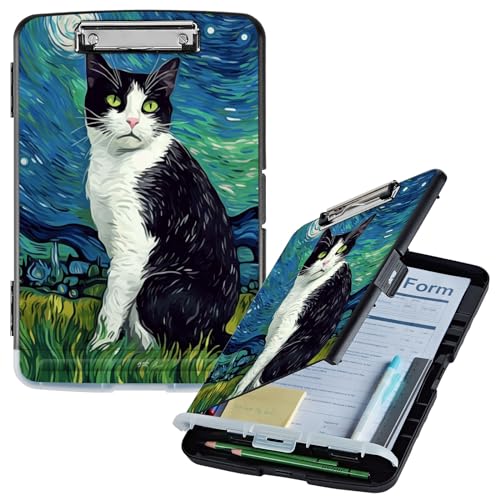 Klemmbrett mit Aufbewahrung, Aquarell-Katzen, hohe Kapazität, Aufbewahrungs-Klemmbrett mit Stifthalter, seitliche Öffnung, Kunststoff-Klemmbretter, strapazierfähig, Still-Klemmbretter, faltbar, A4 Klemmbrett mit Aufbewahrung, Aquarell-Katzen, hohe Kapazität, Aufbewahrungs-Klemmbrett mit Stifthalter, seitliche Öffnung, Kunststoff-Klemmbretter, strapazierfähig, Still-Klemmbretter, faltbar, A4 von GFRGTFHYT