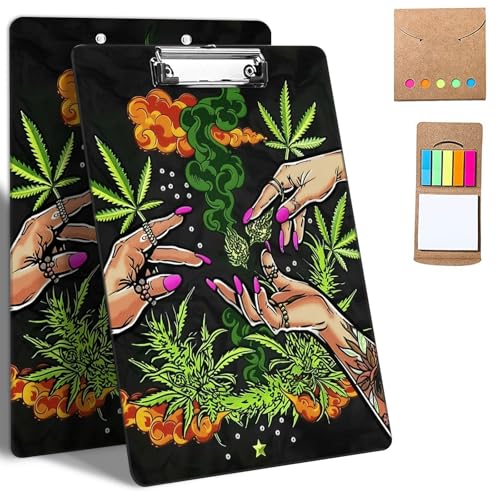 Kunststoff-Klemmbretter mit Notizen, niedliches Klemmbrett mit niedrigem Profil, dekorative Klemmbretter, A4, Briefgröße für Klassenzimmer, Büro, Frauen, Marihuana-Blatt, Unkrauthand, 22,9 x 32,5 cm Kunststoff-Klemmbretter mit Notizen, niedliches Klemmbrett mit niedrigem Profil, dekorative Klemmbretter, A4, Briefgröße für Klassenzimmer, Büro, Frauen, Marihuana-Blatt, Unkrauthand, 22,9 x 32,5 cm von GFRGTFHYT