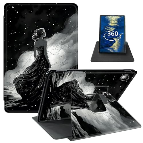 Schutzhülle für Fire HD 10 Tablet (9. / 7. / 5. Generation 2019 / 2017 / 2015), PU-Leder, um 360 Grad drehbar, drehbarer Ständer, Smart Cover mit automatischer Wake/Sleep, Galaxy Women Night von GFRGTFHYT