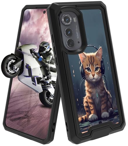 Schutzhülle für Motorola Moto Edge 2022, Hybrid-Hülle, zweilagig, harter PC und weiches Silikon, mit Katzen-Design mit Kopfhörer-Design, robust, stoßfest, Schutzhülle für Moto Edge 2022 Schutzhülle für Motorola Moto Edge 2022, Hybrid-Hülle, zweilagig, harter PC und weiches Silikon, mit Katzen-Design mit Kopfhörer-Design, robust, stoßfest, Schutzhülle für Moto Edge 2022 von GFRGTFHYT