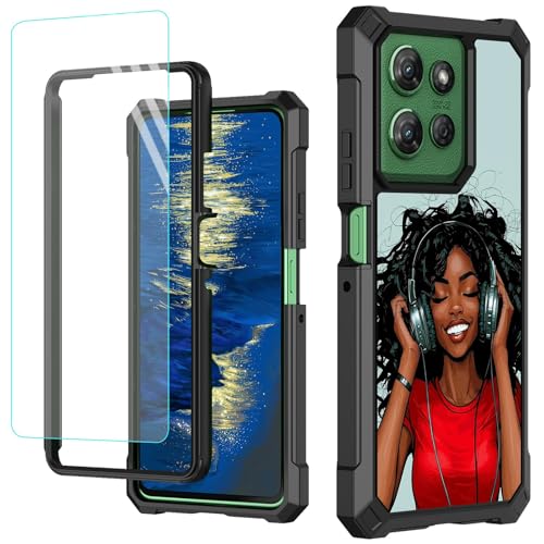 Schutzhülle für Motorola Moto G 5G 2025 mit gehärtetem Glas, Displayschutzfolie für Damen, mit Kopfhörer-Design, Hybrid-Doppelschicht, weiches TPU, hartes Polycarbonat, strapazierfähig, stoßfest Schutzhülle für Motorola Moto G 5G 2025 mit gehärtetem Glas, Displayschutzfolie für Damen, mit Kopfhörer-Design, Hybrid-Doppelschicht, weiches TPU, hartes Polycarbonat, strapazierfähig, stoßfest von GFRGTFHYT