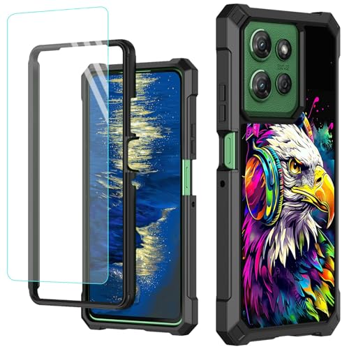 Schutzhülle für Motorola Moto G Power 5G 2025, mit Displayschutzfolie, Adler mit Kopfhörer-Design, Hybrid-Doppelschicht, weiches TPU, hartes Polycarbonat, strapazierfähig, stoßfest, Schutzhülle für Schutzhülle für Motorola Moto G Power 5G 2025, mit Displayschutzfolie, Adler mit Kopfhörer-Design, Hybrid-Doppelschicht, weiches TPU, hartes Polycarbonat, strapazierfähig, stoßfest, Schutzhülle für von GFRGTFHYT