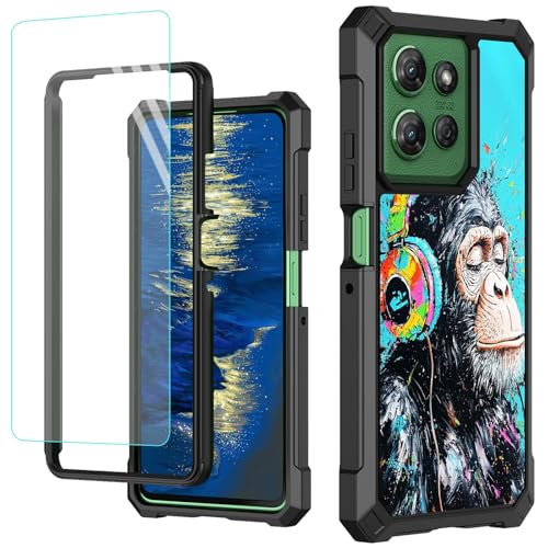 Schutzhülle für Motorola Moto G Power 5G 2025, mit Displayschutzfolie, Kopfhörer, Schimpansen-Affen-Design, Hybrid-Doppelschicht, weiches TPU, hartes Polycarbonat, strapazierfähig, stoßfest Schutzhülle für Motorola Moto G Power 5G 2025, mit Displayschutzfolie, Kopfhörer, Schimpansen-Affen-Design, Hybrid-Doppelschicht, weiches TPU, hartes Polycarbonat, strapazierfähig, stoßfest von GFRGTFHYT