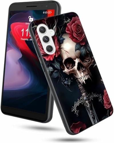 Schutzhülle für Samsung Galaxy A16 5G, 17 cm (6,7 Zoll), dünn, weich, Silikon, TPU, mit Totenkopf-Rosen-Design, stoßfest, kratzfest, für Samsung A16 4G/5G von GFRGTFHYT