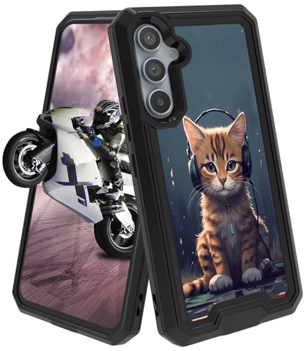 Schutzhülle für Samsung Galaxy A54 5G, Hybrid-Hülle, doppellagig, harter PC und weiches Silikon, mit Katzen-Design mit Kopfhörer-Design, strapazierfähig, stoßfest, Schutzhülle für Samsung A54 5G 6,4 Schutzhülle für Samsung Galaxy A54 5G, Hybrid-Hülle, doppellagig, harter PC und weiches Silikon, mit Katzen-Design mit Kopfhörer-Design, strapazierfähig, stoßfest, Schutzhülle für Samsung A54 5G 6,4 von GFRGTFHYT