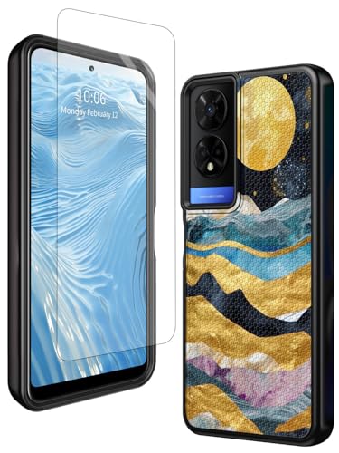 Schutzhülle für TCL 50 XE 5G, 16,7 cm (6,5 Zoll), 2024, mit Displayschutzfolie aus gehärtetem Glas, strapazierfähig, zweilagig, weiches TPU und rutschfeste, strukturierte PC-Rückseite, für TCL 50XE 5G von GFRGTFHYT