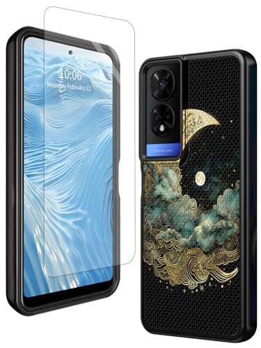TCL 50XE 5G Handyhülle für TCL 50 XE 5G, 16,7 cm (6,5 Zoll), 2024, mit Displayschutzfolie aus gehärtetem Glas, strapazierfähig, zweilagig, weiches TPU und rutschfestes, strukturiertes Polycarbonat von GFRGTFHYT