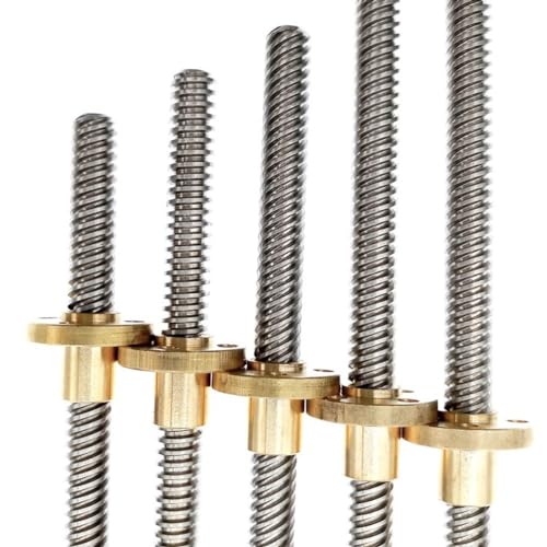 Drucker-Leitspindel, 1 Stück Leitspindel T8 350 mm Linearführung 3D-Druckerteile, Steigung 1 mm 2 mm Blei 1 mm 2 mm 4 mm 8 mm 10 mm 12 mm Trapezgewindespindeln mit Mutter (Farbe: Lead 1mm)(Lead 14mm) von GGFFJ
