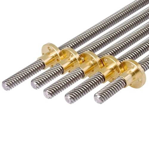 Drucker-Leitspindel, 1 Stück T10-Leitspindel, Länge 100 mm - 1000 mm, 10 mm Trapezspindelschraube aus Edelstahl und Kupfermutter(150 mm)(450mm) von GGFFJ