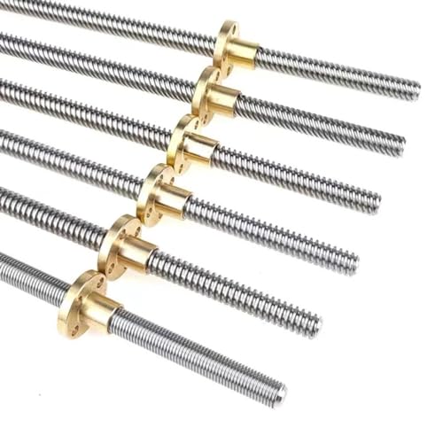 Drucker-Leitspindel, 1 Stück T8-Leitspindel 3D-Drucker, 8 mm Steigung, 2 mm Trapezgewindestange aus Edelstahl mit Kupfermutter, Länge 100 200 350 650 800 1000 mm (500 mm)(350mm) von GGFFJ