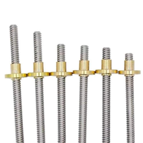 Drucker-Leitspindel, 1 Stück T8-Leitspindel for CNC-3D-Drucker, Gewinde 8 mm, Steigung 1 mm, Länge 100–1000 mm, Trapezstange mit Kupfermutter, 1 Stück (500 mm, Steigung 1 mm, Steigung 1 mm)(Pitch 2mm von GGFFJ