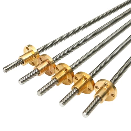 Drucker-Leitspindel, T6-Leitspindel 3D-Drucker, Trapezgewindespindel aus Edelstahl mit Kupfermutter, Steigung 1 mm, Steigung 1 mm, Länge 100 mm - 1000 mm, Trapezstange, 1 Stück (Größe: 650 mm)(900mm) Drucker-Leitspindel, T6-Leitspindel 3D-Drucker, Trapezgewindespindel aus Edelstahl mit Kupfermutter, Steigung 1 mm, Steigung 1 mm, Länge 100 mm - 1000 mm, Trapezstange, 1 Stück (Größe: 650 mm)(900mm) von GGFFJ
