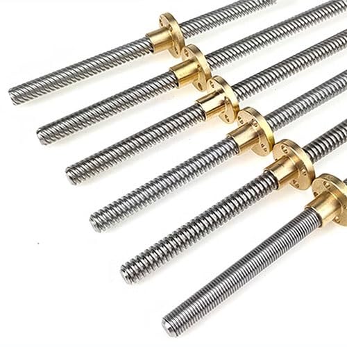 Drucker-Leitspindel, T8-Leitspindel for CNC-3D-Drucker, Steigung 2 mm, Länge 2 mm, 80 110 117 120 130 190 200 mm, Edelstahl-Gewindestange mit Kupfermutter, 1 Stück (130 mm)(125mm) von GGFFJ