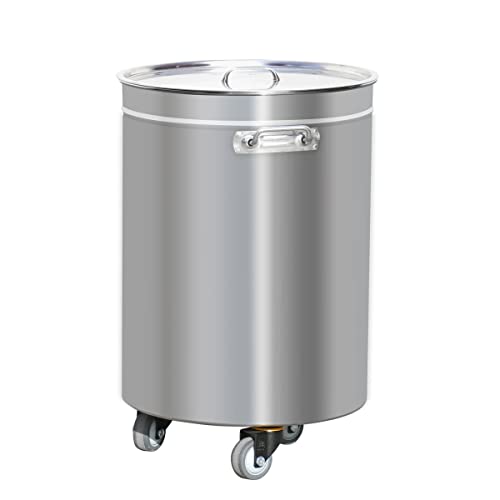 GGM Gastro Abfallbehälter - 75 Liter - Hebedeckel - Rollen - Griffe - Räder - Standfuß - wasserdicht - leicht zu bedienen und zu reinigen - Edelstahl - ABFK75D von GGM Gastro